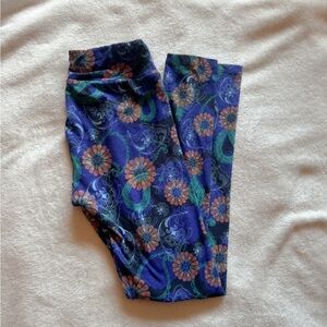 LuLaRoe One Size Leggings Blue Floral